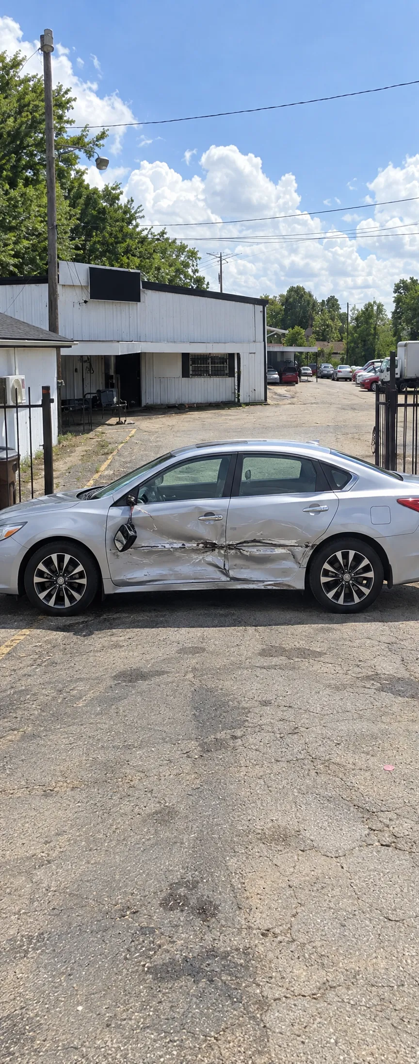 Colisión lateral · Nissan Altima — antes / Side collision · Nissan Altima — before — GDL Auto Repair Seagoville TX